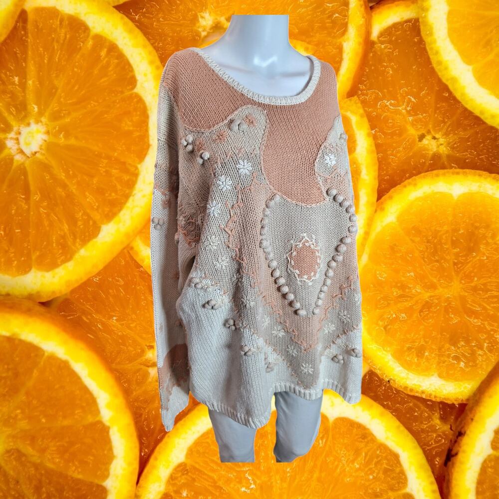 Class‎ Women's Multicolored Floral Embroidered Scoop-Neck Sweater Size XL